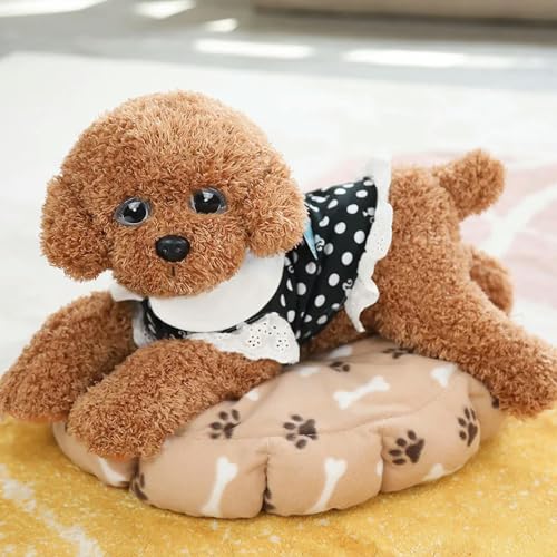LJHLCC 35/55cm Real Life Teddy Hund trägt Kleidung Niedliche Pudel Plüsch Spielzeug Simulation Suffed Tier Puppe für Geburtstagsgeschenk - 35cm-Polka Dot Rock von LJHLCC