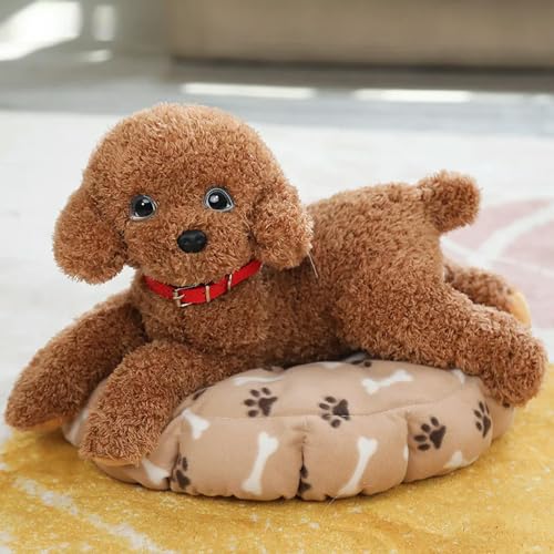 LJHLCC 35/55cm Real Life Teddy Hund trägt Kleidung Niedliche Pudel Plüsch Spielzeug Simulation Suffed Tier Puppe für Geburtstagsgeschenk - 35cm-braun von LJHLCC
