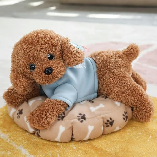 LJHLCC 35/55cm Real Life Teddy Hund trägt Kleidung Niedliche Pudel Plüsch Spielzeug Simulation Suffed Tier Puppe für Geburtstagsgeschenk - 55cm-blauer Pullover von LJHLCC