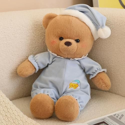 LJHLCC Schöne Teddybär Plüschtiere Super süßer Bär trägt Kleidung Hüte Peluche Spielzeug Stofftier weiche Tier Puppe Geschenke-Blau von LJHLCC