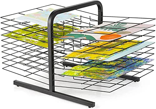 Trockengestell für Kunstwerke auf dem Schreibtisch, doppelseitiges Trockengestell aus Metallstahl mit 20 Drahtregalen für Gemälde im Klassenzimmer, Kunstateliers und den Heimgebrauch, schwarze Pulve von LJPZYOY