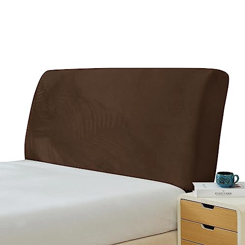 Bett Kopfteil Bezug/Überzug Stretch Samtstoff Bettkopfteil Hussen für Bett Kopfteil Staubdichte Betthusse headboard cover kopfteilbezug Schutzhülle für Schlafzimmer Kopfteil,Brown-200cm(190-210cm) von LJQAIZYL