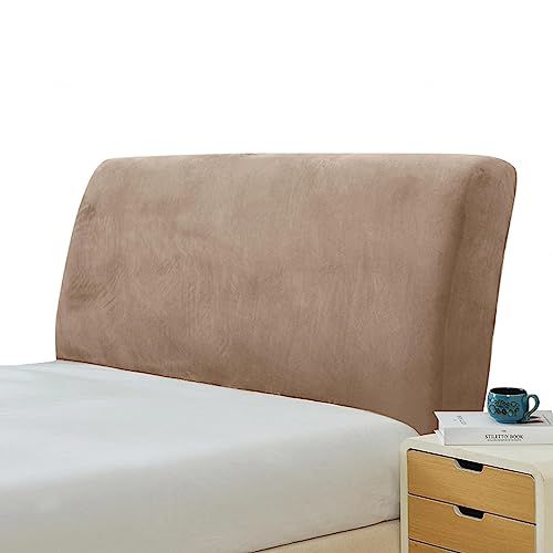 Bett Kopfteil Bezug/Überzug Stretch Samtstoff Bettkopfteil Hussen für Bett Kopfteil Staubdichte Betthusse headboard cover kopfteilbezug Schutzhülle für Schlafzimmer Kopfteil,Taupe-120cm(110-140cm) von LJQAIZYL