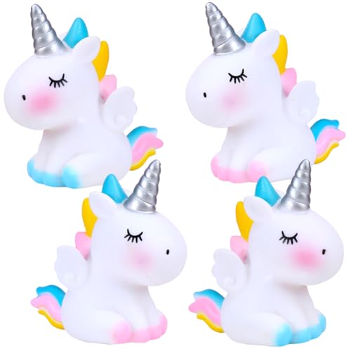 4 Stück Einhorn Tortendeko Regenbogen Kawaii Kinder Einhorn Kuchen Topper Niedlich Einhorn Regenbogen Tortendeko Geeignet für Kuchendekoration Muffin-Dekoration (Rosa, Blau) von LJTXX