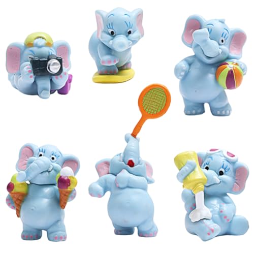 6 Stück Elephant Cake Topper Mini Cute Baby Elephant Spielzeug Elefant Cake Topper Geeignet für Partydekorationen mit Elefantenmotiv Geburtstag Weihnachten Party Tischdekoration von LJTXX