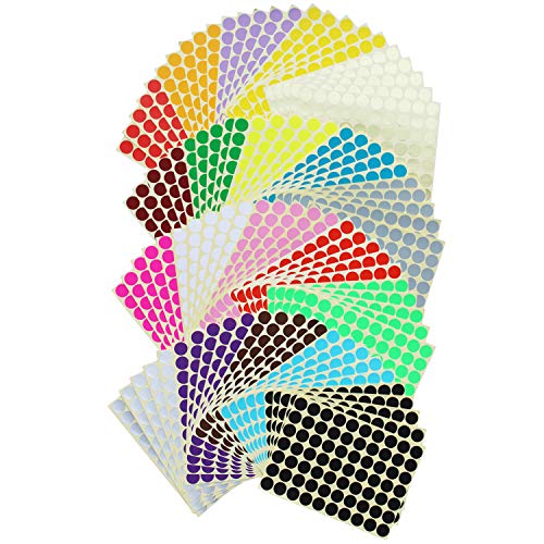 Runde Aufkleber mit 19 mm Durchmesser, Farbcodierungsetiketten, insgesamt 7000 Punkte, 20 Farben, 100 Blatt von LJY