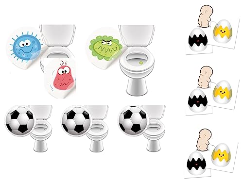 6 x Toilettensticker + 3 x farbwechselnden Pinkelaufkleber "Ei" - LK-Trend & Style (3 x Monster + 3 x Fußball + 3 x Ei) von LK Trend & Style