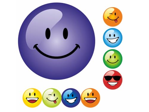Aufkleber bunte Sticker Smiley 10mm selbstklebend immer 1104 Stück runde Smiley-Aufkleber (Bunt - verrückte Smileys) von LK Trend & Style