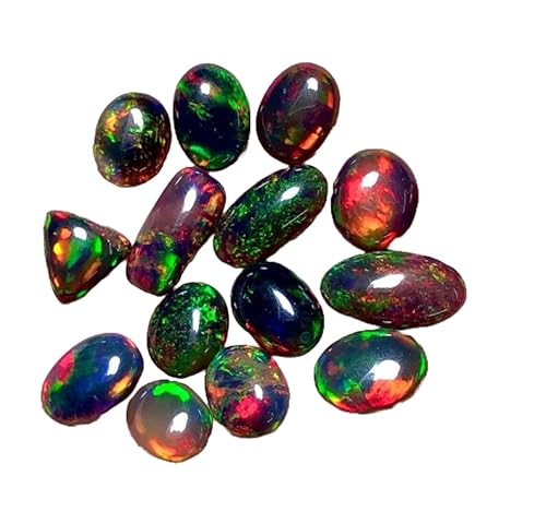 10x12MM Ethiopian Black Opal,5Pcs Cabochon AAA Quality Ethiopian Black Opal,5Pcs Mix Cabochon Ethiopian Opal Cabochon Natural welo opal multi fire opal loose Gemstone For Jewelry Making OPAL-6729 von LKBEADS