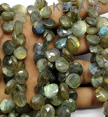 Beads Briolette Checker Cut ! Top Grade Quality Blue Flash Labradorite Both Polish Gemstone Size- 14x14MM. Heart Shape Beads 9 inches long April_18_04-2044 von LKBEADS