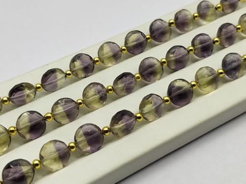 Bio Ametrine Gemstone Faceted Briolette's Coin Shape Beads 10 Pieces Size 10x10 MM Approx. Loose Gemstone beads 5 inch Strand April_18_04-2028 von LKBEADS