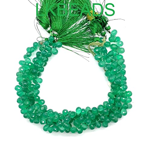 Green Onyx Drop Shape Briolettes, Faceted Green Onyx Tear Drop Shape Beads, 5x8MM Green Onyx Beads, Natural Green Onyx Faceted Beads 10 inches April_18_04-2047 von LKBEADS