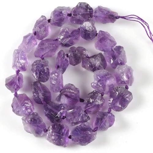 LKBEADS 0418 15mm AAA RAW Amethyst rough rock crystal nuggets loose gemstone beads 16.5" von LKBEADS