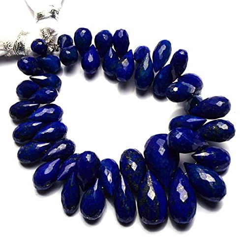 LKBEADS 1 Strand Natural Afghanistan Lapis Lazuli 4x7 to 9x16MM Facet Teardrop Briolettes 5.5" Long von LKBEADS