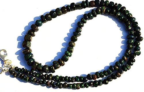 LKBEADS 1 Strand Natural Matrix Black Opal 3 to 6MM Broad Smooth Unshaped Beads 18 Inch von LKBEADS