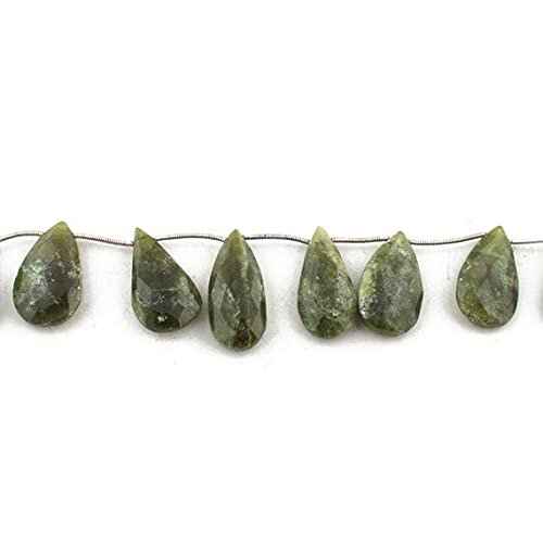 LKBEADS 1 Strand Natural VESUVIANITE Faceted Briolettes - Vessonite Pear Drop Beads 23mmx16mm-28mmx13mm 8.5 Inches von LKBEADS