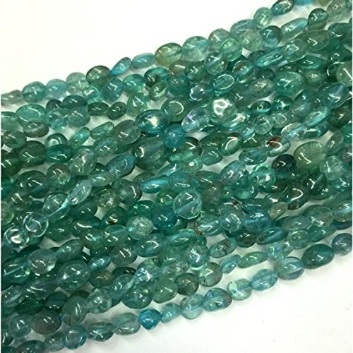 LKBEADS 1 Strands Natural Blue Apatite Fluorapatite Nugget Free Form Fillet Irregular Pebble Beads 15" 04314-A von LKBEADS