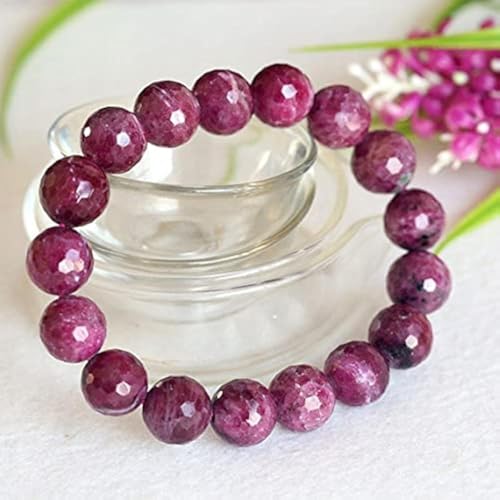 LKBEADS 1 Strands Natural Purple Red Ruby Stretch Finish Bracelet Faceted Round beads 12mm 04348 von LKBEADS