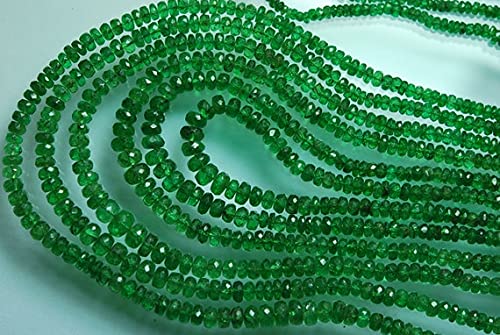 LKBEADS 14'' Soer Finest Green Natural Tsavorite Faceted Rondelles Size 3-4mm von LKBEADS