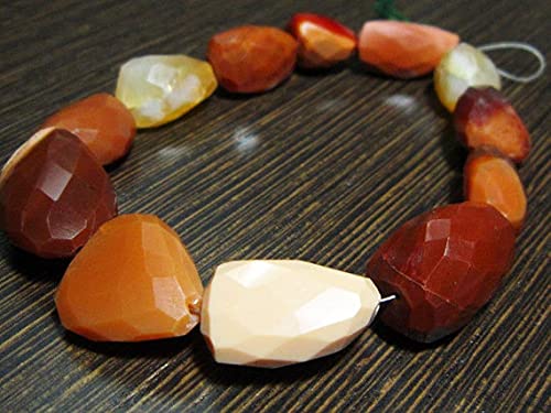 LKBEADS 143 carat-Mexican Fire Opal LARGE Faceted Nuggets- 8"Strand -Stones measure- 12-22mm long. von LKBEADS