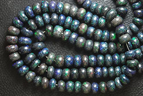 LKBEADS 219 Cts, 16 Inches Long, AAA Australian Natural Black Matrix Opal Rondelles 7-11mm von LKBEADS