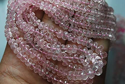 LKBEADS 8 Inches Long Strand, AAA Natural African Mines Morganite Aquamarine Faceted Rondelles, Size 7-5mm von LKBEADS