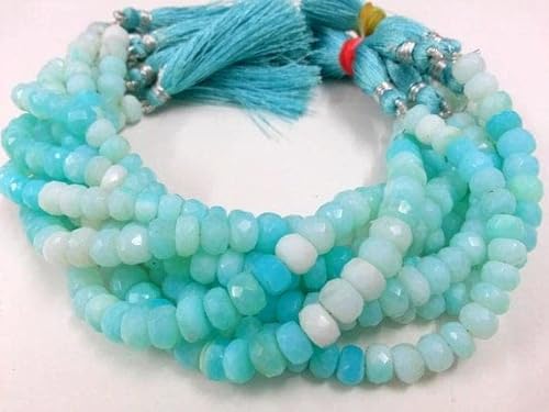 LKBEADS 80Cts Blue Peruvian Opal Beads, Peruvian Opal Beads, Blue Opal Rondelles, Blue Opal Beads, Faceted Rondelles,7-8 mm, 8" Full Strand 13 inch. von LKBEADS