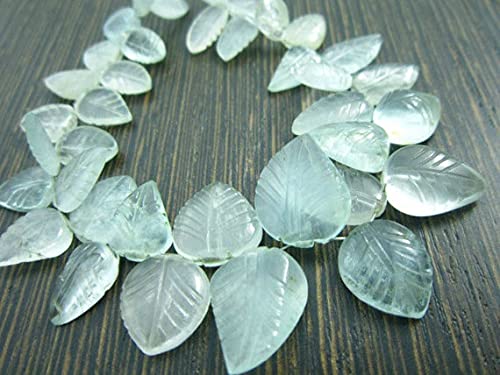 LKBEADS AA-Milky Aquamarine Carved Leaves- 7" Strand -Stones measure- 9-15mm von LKBEADS