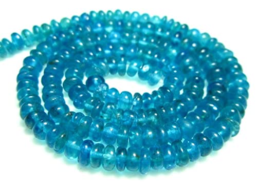 LKBEADS AA-Neon Blue Apatite Smooth Rondelles- 14" Strand -Stones measure- 3.5mm von LKBEADS