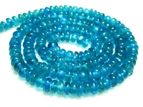 LKBEADS AA-Neon Blue Apatite Smooth Rondelles- 14" Strand -Stones measure- 3.5mm von LKBEADS