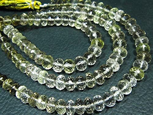 LKBEADS Bi Lemon Quartz Faceted Big Rondelles- 7" Strand -Stones measure- 5-8mm von LKBEADS