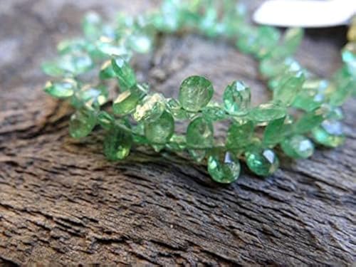 LKBEADS Dainty Sparkling Verdant Emerald Green Tanzanian Tsavorite Garnet | Faceted Flat Pear Briolettes | 4-6x3-4mm | Sold in Sets of 8 Briolettes von LKBEADS