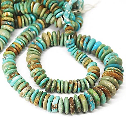 LKBEADS Natural Himalayan Turquoise Smooth Rondelle Tyre Wheel Micro Craft Loose Beads Strand 15" 7mm 12mm von LKBEADS