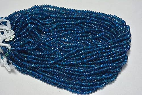 LKBEADS Neon Apatite Rondelle Beads, Plain Rondelle Beads, Dark Blue Apatite Beads, 4mm Approx, 13.5 Inches Strand von LKBEADS