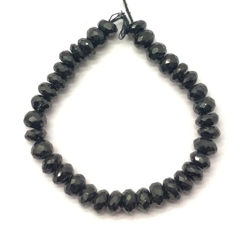 Natural Black tourmaline 35-38 Pcs. roundella faceted Beads 8mm 6.5 inch long string jewelry making gemstone beads for necklace bracelet von LKBEADS