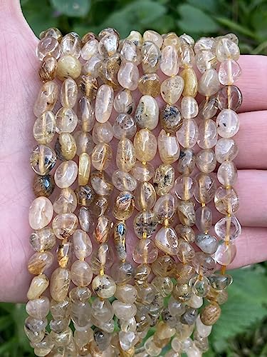 Natural Gold Rutile Quartz nuggets smooth Beads 3mm 12 inch long string jewelry making gemstone beads for necklace bracelet von LKBEADS