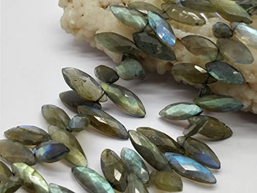 Natural Labradorite Faceted Marquise Shape Gemstone Beads 6X15-10X30MM, 11"Strand Multi Fire Labradorite Bead, Black rainbow Marquise Briolette Bead SALE April_18_04-2042 von LKBEADS