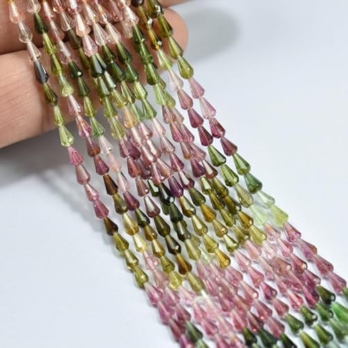 Natural Multi Tourmaline Straight Drill Drops faceted Beads 3X4.5-3X5mm 13 inch long string jewelry making gemstone beads for necklace bracelet von LKBEADS