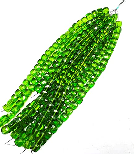 Peridot Quartz 7-8mm Box Faceted 6 Inch 20 to 22 Pieces Green Color Rare Gemstone Beads Strand German_Beads_17 von LKBEADS