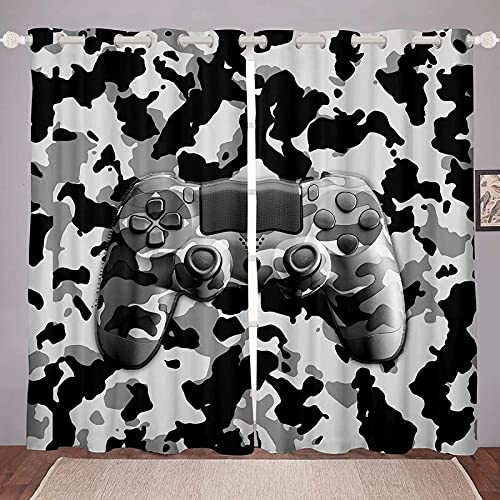 LKCD Verdunkelungsvorhänge, Gamer Camouflage Gamecontroller 140X160Cm 2 Vorhänge Mit Ösen Für Schlafzimmer, Verdunkelungsvorhänge von LKCD