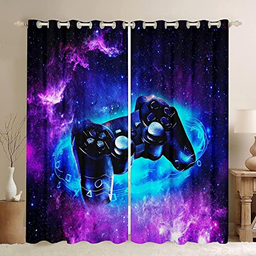 LKCD Verdunkelungsvorhänge, Gamer Lightning Gamepad-Video 300X270Cm Superweiche, Feste, Wärmegedämmte Öse - 2Er-Set, Schutzvorhänge Für Schlafzimmer, Kinderzimmer von LKCD