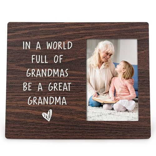 LKETW Funny Great Grandma Gifts Bilderrahmen, 10,2 x 15,2 cm, mit englischer Aufschrift "In A World Full Of Grandmas Be A Great Grandma", Holz-Bilderrahmen für Wand, Tischaufsteller von LKETW