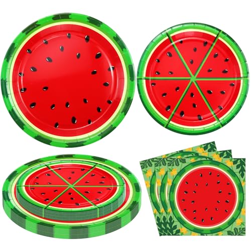 120 Packungen Wassermelonen Party Zubehör Eine In Einer Melone Party Dekorationen Wassermelone Thema Dekoration Sommerfrüchte Geschirr-Set - Wassermelonen Teller, Melonen Servietten Für 40 Personen von LKITMIUT