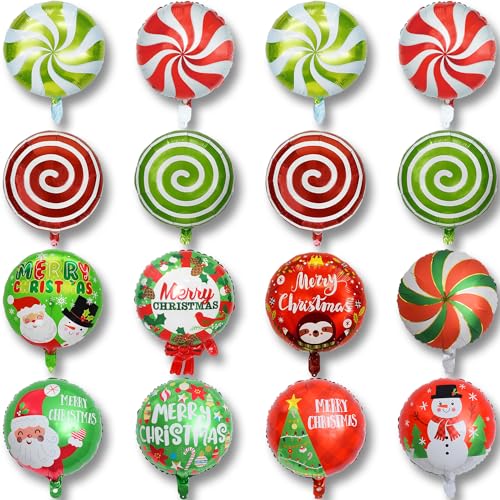 21 Pack Weihnachts-Folienballons Weihnachten Thema Ballons Weihnachten Mylar-Folienballon Bonbon-Ballons Weihnachten Dekorationen Weihnachten Party Supplies Xmas Theme Party Dekorationen (Christmas-1) von LKITMIUT