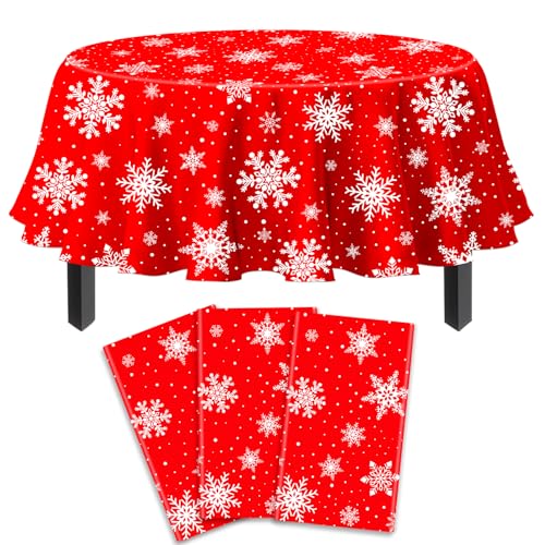 3 Packungen Weihnachten Tischtuch Weihnachten Schneeflocke Tischtuch Weiße Schneeflocken-Tischdecke Winter Wonderland Tischdecken Weihnachten Tischdekorationen Weihnachten Party Supplies 84 x 84 Zoll von LKITMIUT