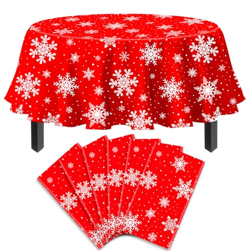 6 Packungen Weihnachten Tischtuch Weihnachten Schneeflocke Tischtuch Weiße Schneeflocken-Tischdecke Winter Wonderland Tischdecken Weihnachten Tischdekorationen Weihnachten Party Supplies 84 x 84 Zoll von LKITMIUT