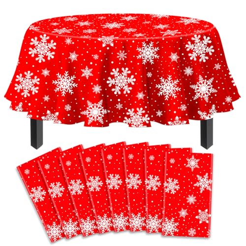 9 Packungen Weihnachten Tischtuch Weihnachten Schneeflocke Tischtuch Weiße Schneeflocken-Tischdecke Winter Wonderland Tischdecken Weihnachten Tischdekorationen Weihnachten Party Supplies 84 x 84 Zoll von LKITMIUT