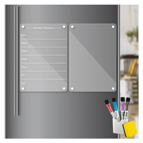 Acryl-Magnetkalender-Set for Kühlschrank, transparente Planung, leere Tafel, trocken abwischbarer Kalender mit 4 Markierungsstiften, 1 Radiergummi, 1 Stift von LKJOZCR