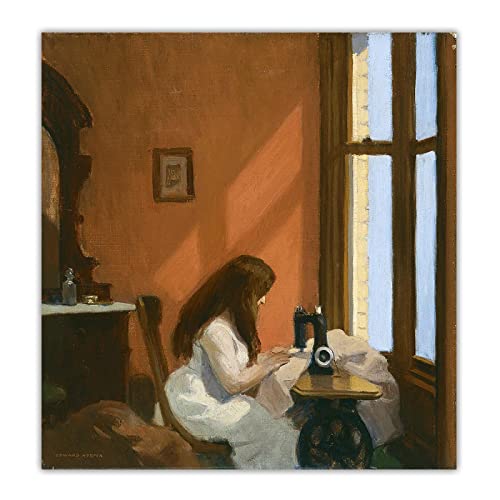 Berühmte Gemälde Druck auf Leinwand Edward Hopper"Girl at Sewing Machine"Leinwand Wandkunst für Wohnzimmer Dekor Bild 60x65cm(24x26in) Rahmenlos von LKLKLK