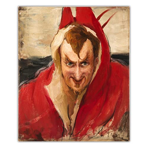 Berühmte Gemälde Druck auf Leinwand Ilya Efimovich Repin"Porträt von Mephistopheles"Leinwand Wandkunst für Wohnzimmer Dekor Bild 40x50cm(16x20in) Rahmenlos von LKLKLK